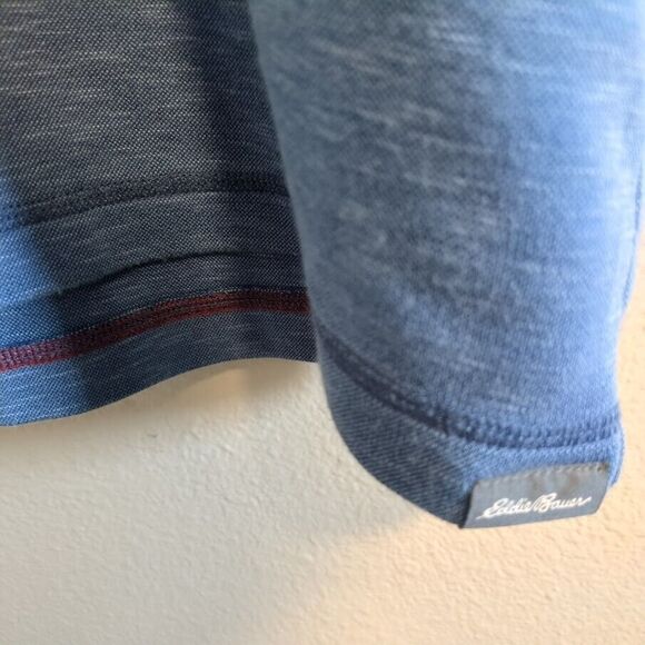 Eddie Bauer Men's XL Blue Heathered Active Fit Short Sleeve Polo Shirt - Picture 4 of 7